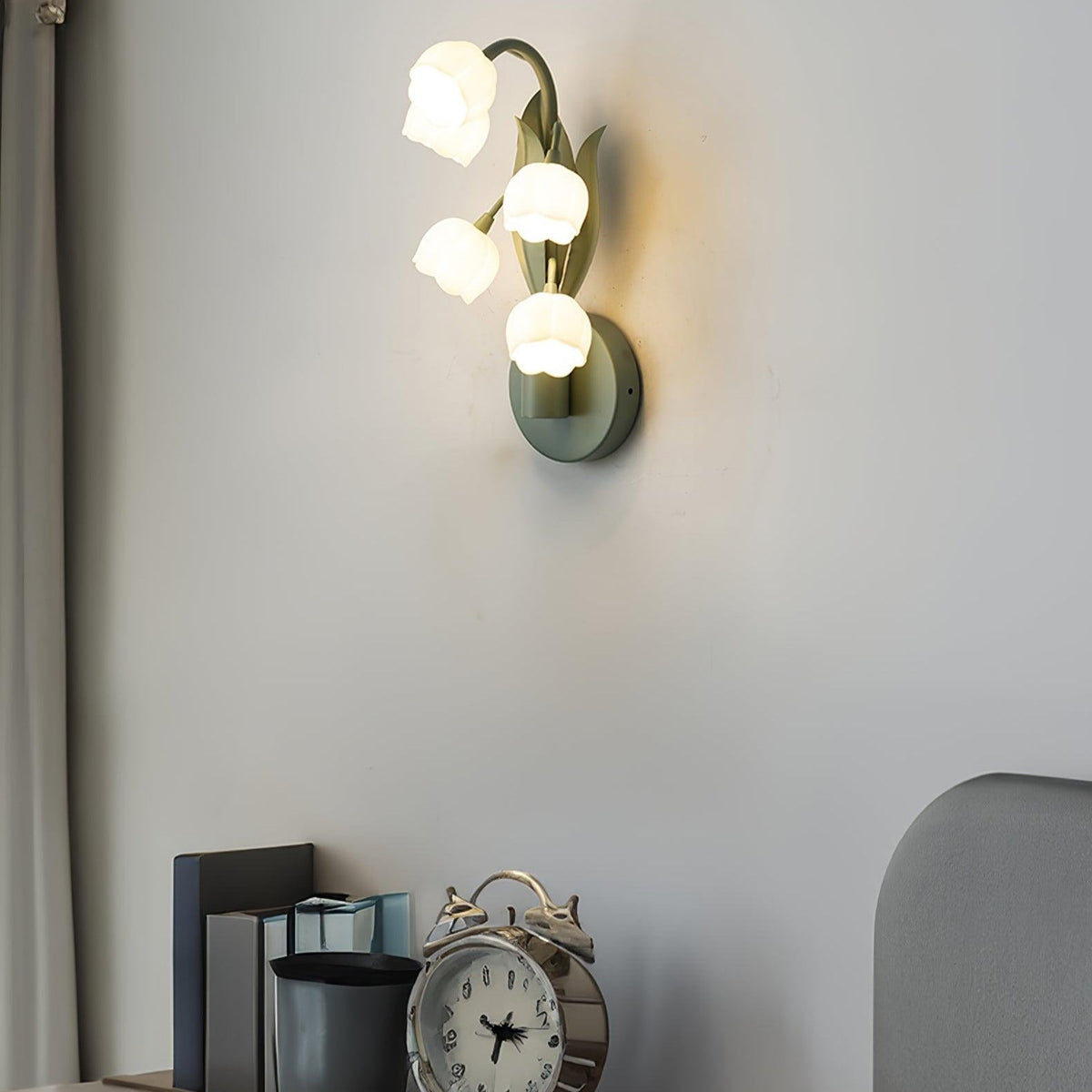 Botanical Orchid Wall Sconce with Leaf Detail for Bedroom, Hallway, Bathroom – Metal & Polycarbonate Indoor Light | Lonoma