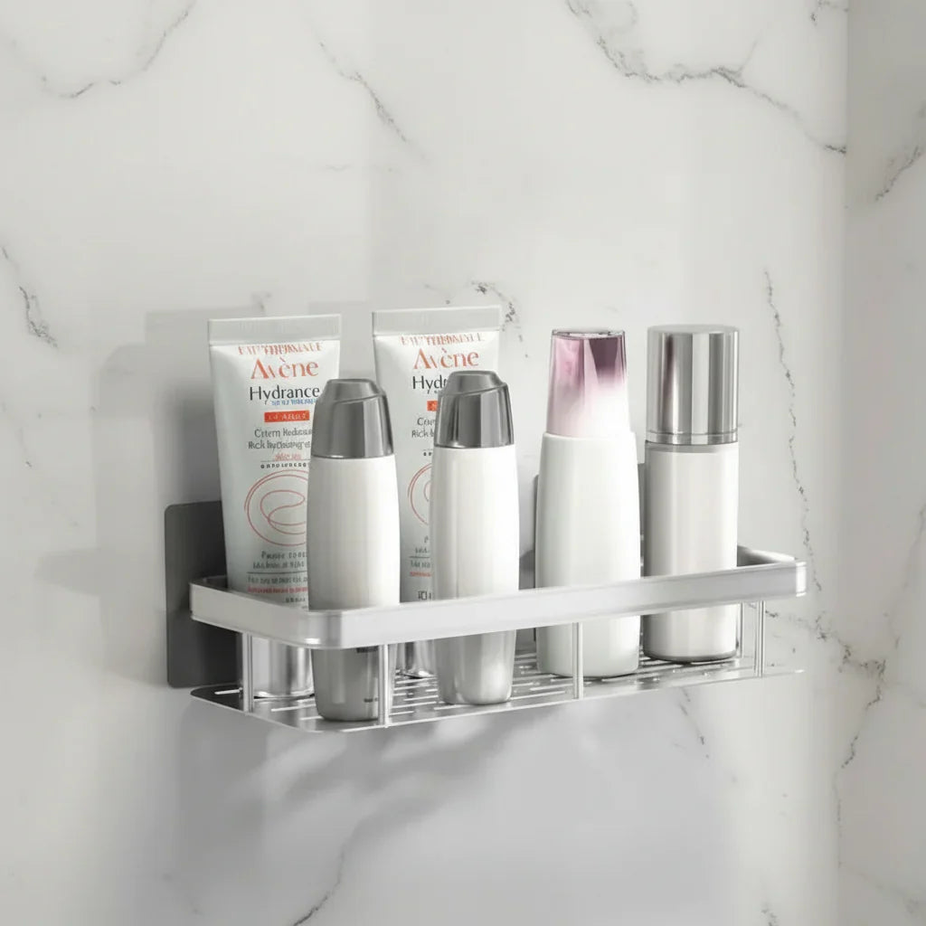 Adhesive Bathroom Shelf Corner Triangle Rectangle Organizer No Drill ABS Stainless Steel for Shower Wall | Lonoma
