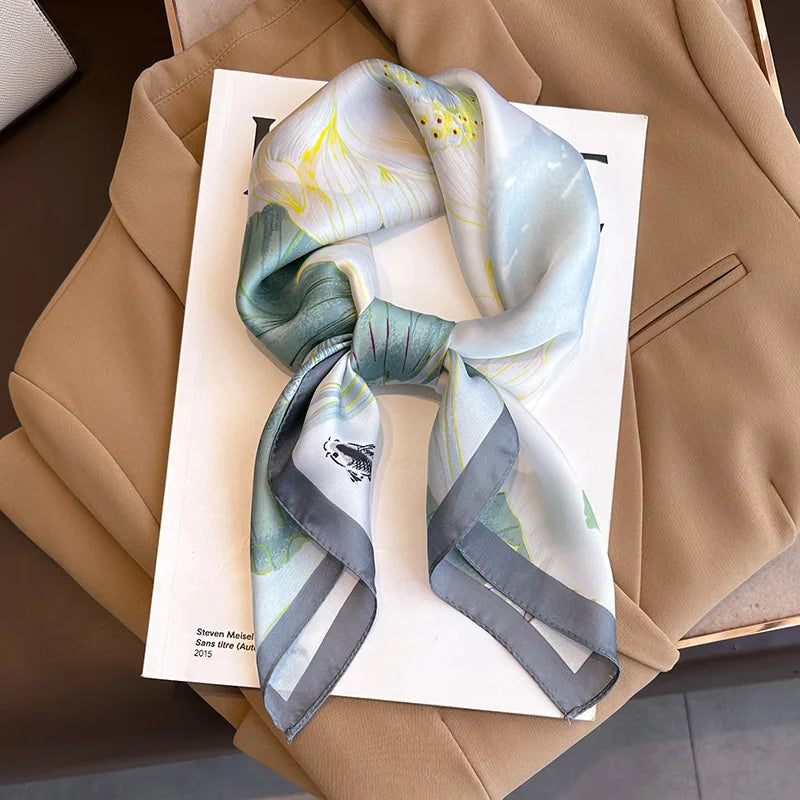 Printed Square Scarf 27.5 × 27.5 in Polyester Silk-Feel Headband Neck Wrap Hair Accessory for Women Spring Summer Fall Winter Versatile | Lonoma