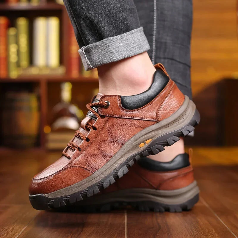 Men's Brown Lace-Up Walking Boots — Non-Slip Outdoor Hiking Shoes for All Terrain & City Wear | Koossa