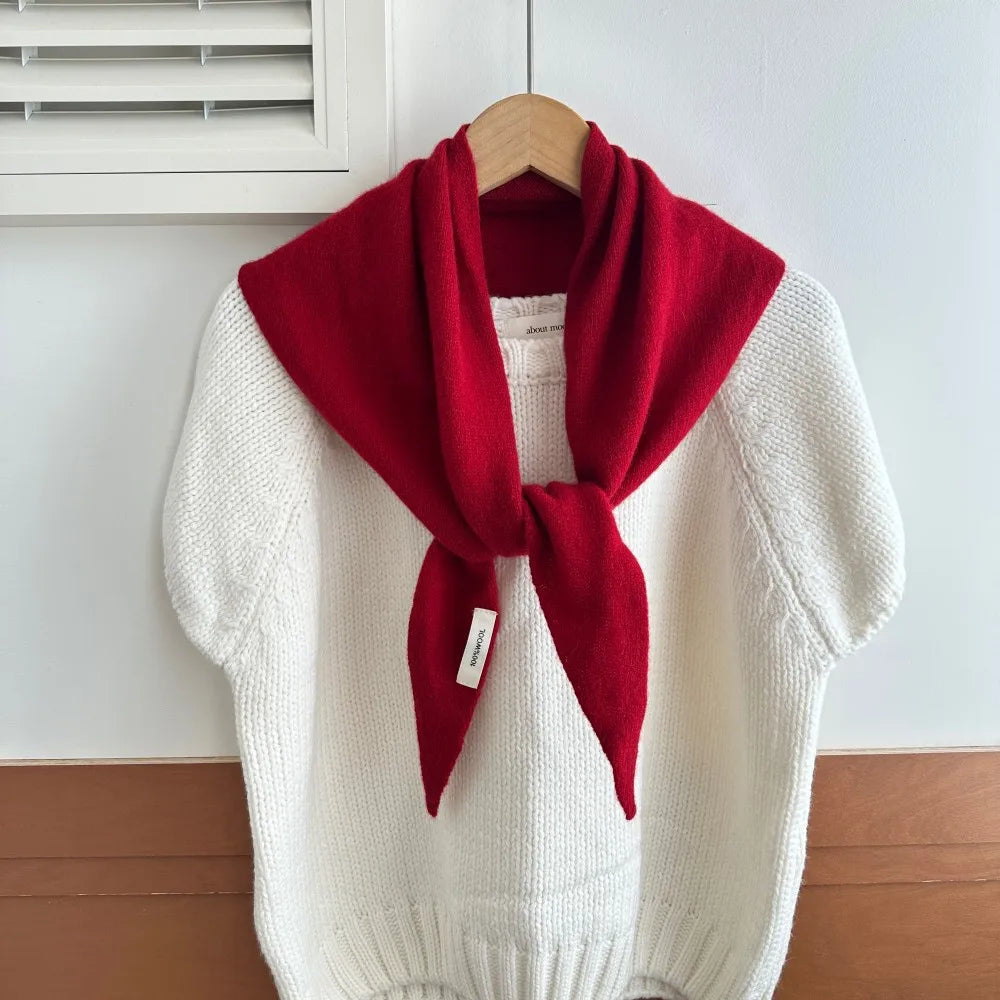 Pure Wool Winter Scarf for Women Oversized Knit Triangle Wrap Shawl Solid Color Lightweight Head Scarf Cold Weather Accessory | Lonoma