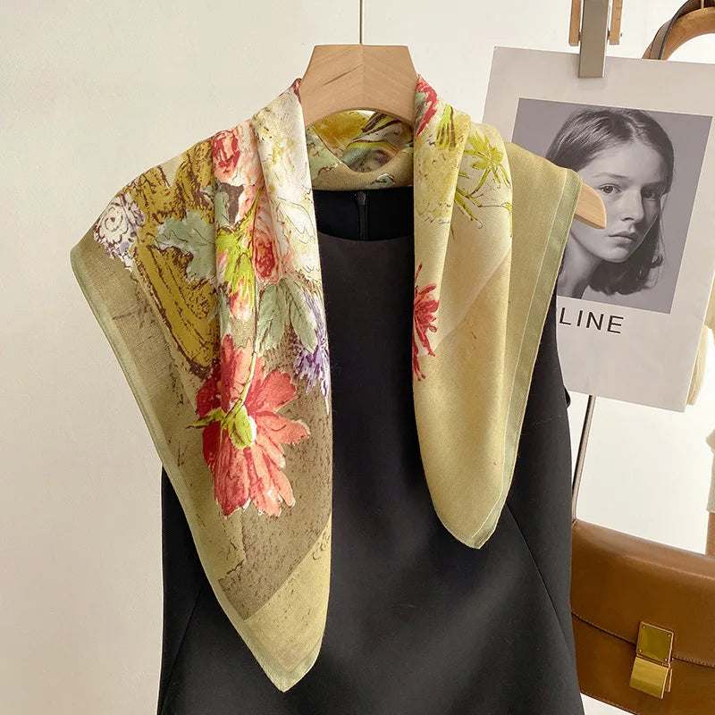 Cotton Square Scarf for Women Lightweight Printed Neckerchief Hair Wrap 27 Inches Bandana Versatile Headscarf Fashion Accessory | Lonoma