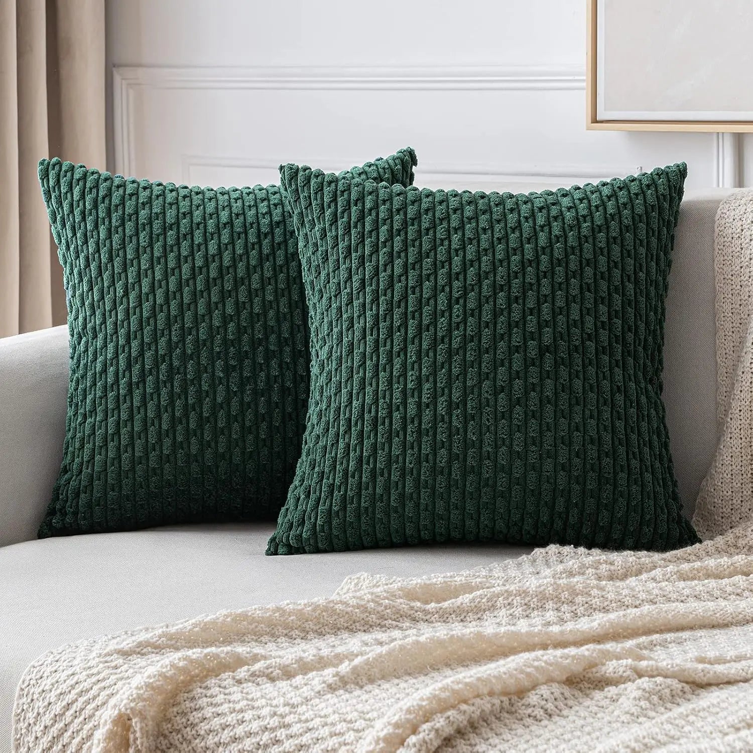 Coussin Décoratif en Velours Côtelé 45 × 45 cm pour Canapé Chambre Salon Intérieur Élégant Confort Doux | Koossa