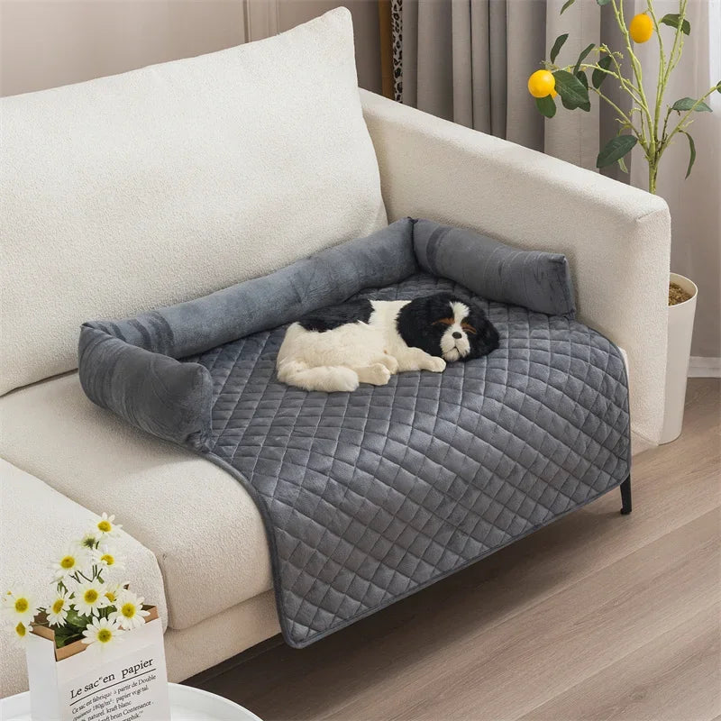 Dog Sofa Blanket Quilted Velvet Raised Edge Small Medium Large Washable Furniture Protector Pet Bed Cover | Koossa
