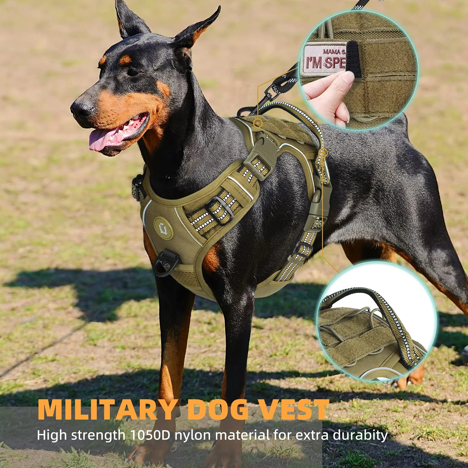 Dog Harness Tactical Military No Pull Heavy Duty MOLLE Vest Handle Reflective Adjustable Medium Large Working K9 | Koossa