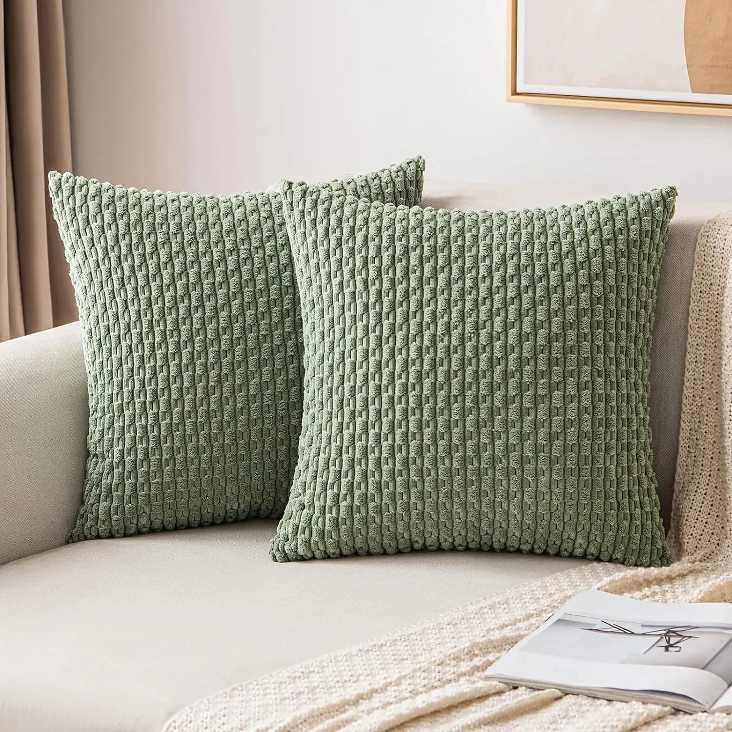 Coussin Décoratif en Velours Côtelé 45 × 45 cm pour Canapé Chambre Salon Intérieur Élégant Confort Doux | Koossa