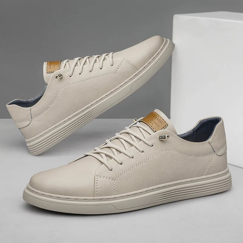 Men's Classic Leather Lace-Up Trainers in Black, White & Brown – Everyday Comfort & Timeless Style for Work, Travel & Leisure | Koossa