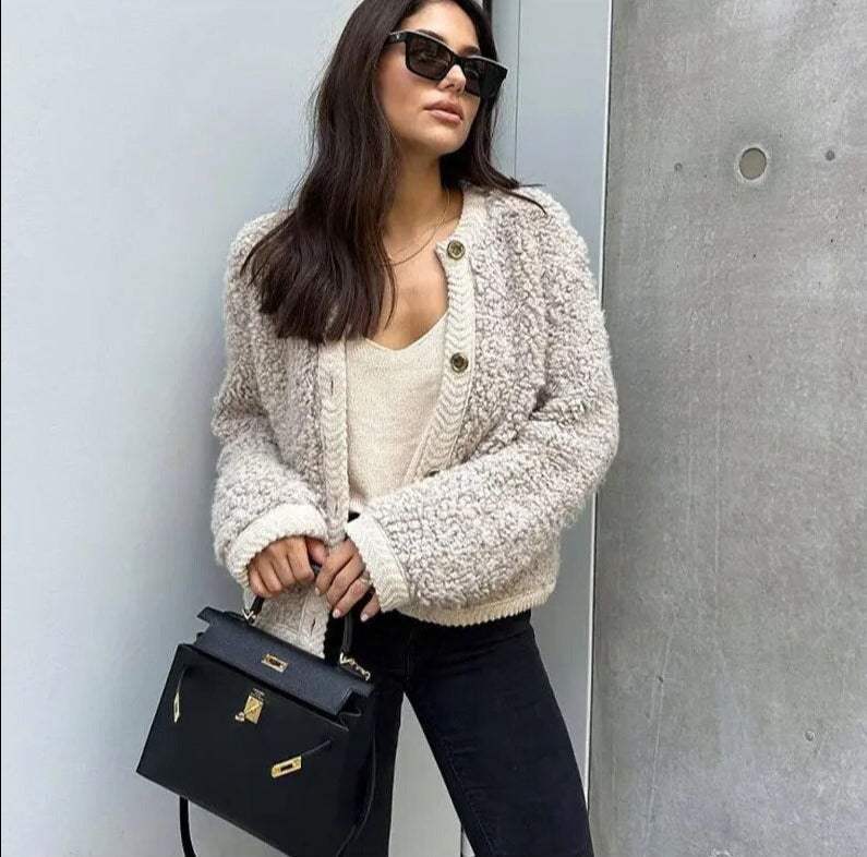 Women's Beige Teddy Overshirt — Relaxed Shacket Jacket for Autumn Layering & Casual Weekend Wear | Koossa