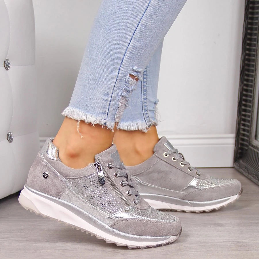 Women's Slip-On Walking Trainers in Grey, Blue, Green & Khaki – Lightweight Casual Footwear for Everyday Comfort | Koossa
