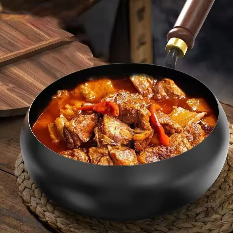 Récipient Profond en Fonte Noire 24 cm Induction Gaz Four Sautés Mijotés Braisés Cuisine Asiatique Robuste | Koossa