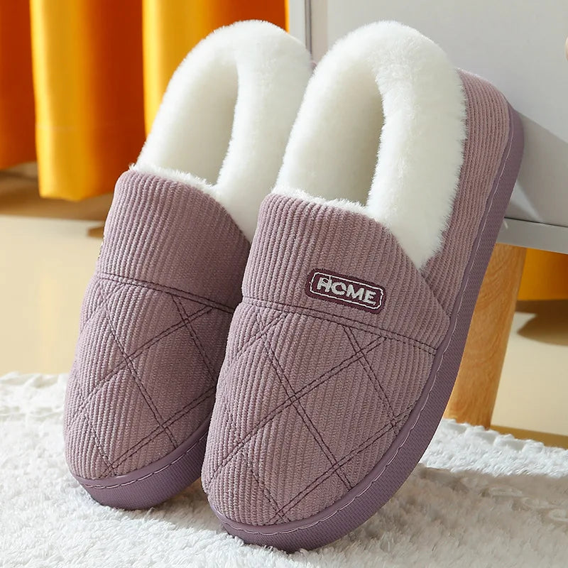 Plush Slippers for Women Men Indoor House Shoes Fuzzy Faux Fur Slip-On Soft Sole Winter Warm Cozy Footwear Home Bedroom Slides | Lonoma