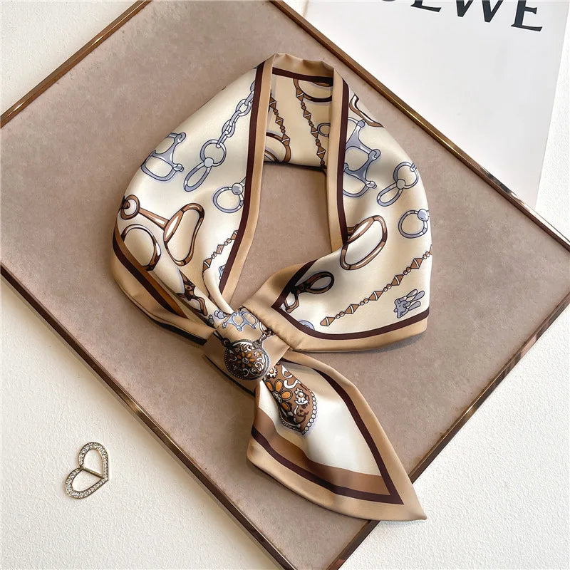Silk-Feel Horse Print Skinny Scarf for Women Neck Wrap Hair Tie Wrist Accessory Satin Ribbon Bandana Fashion Neckerchief Lightweight | Lonoma