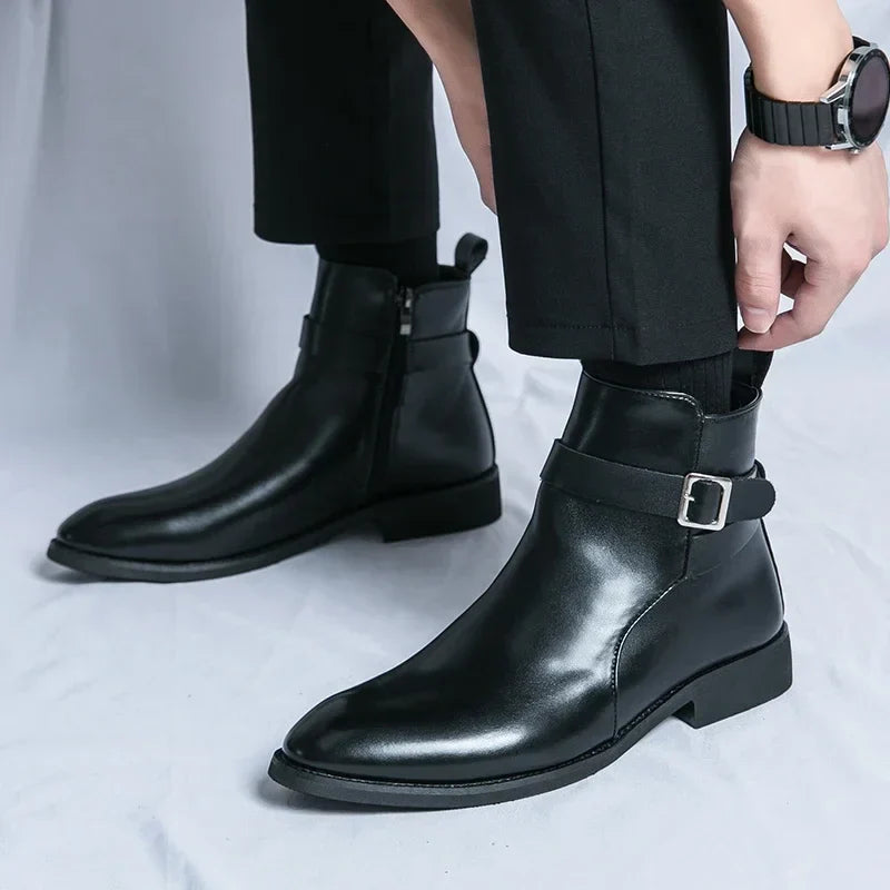 Men's Chelsea Boots in Supple Leather with Elasticated Side Gussets | Classic Ankle Boots for Smart Casual and Formal Occasions | Koossa