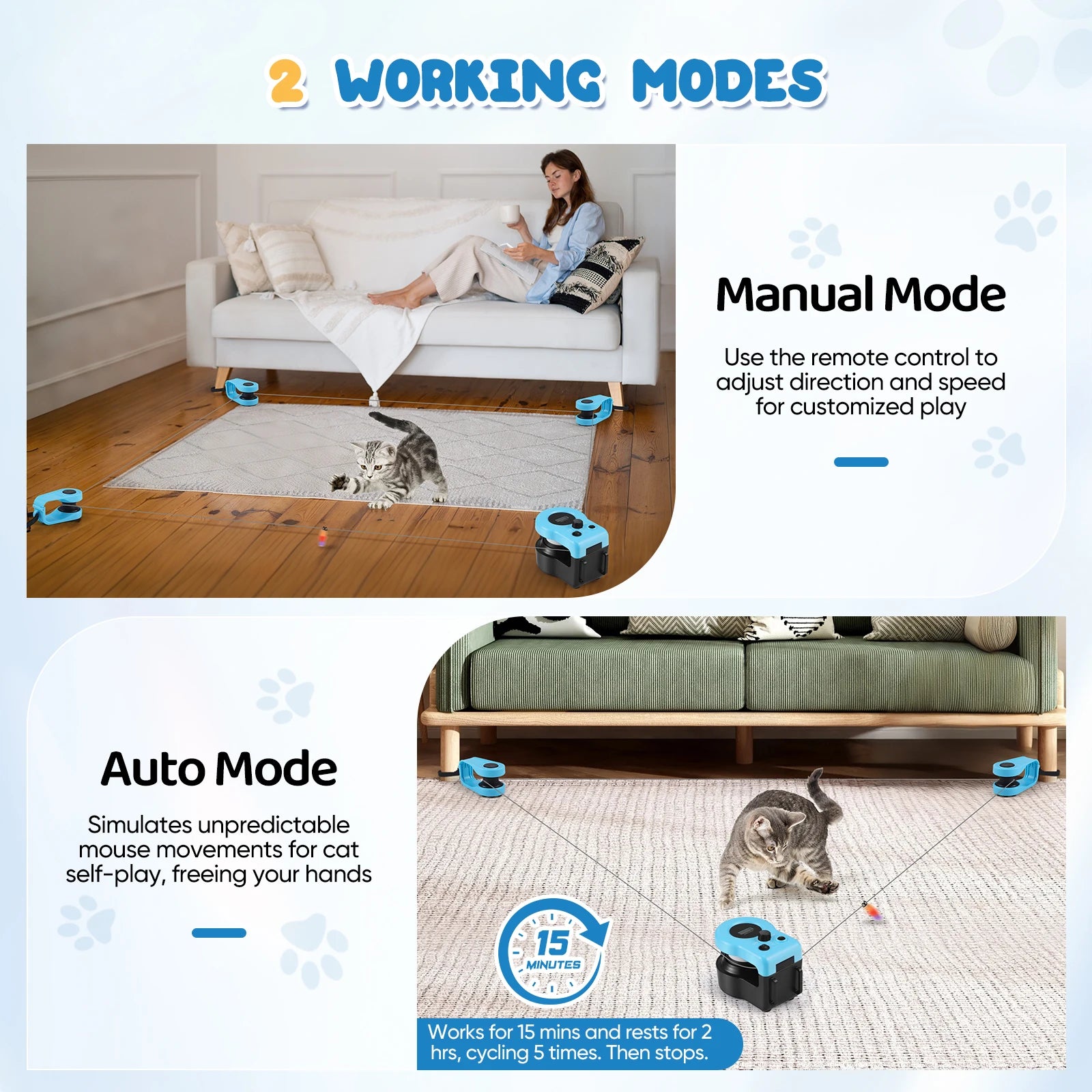Cat Exercise Track Toy Automatic Remote Control Adjustable Speed 1500-3000RPM Interactive Chase Game Rechargeable 4000mAh Mouse Sound Indoor | Koossa