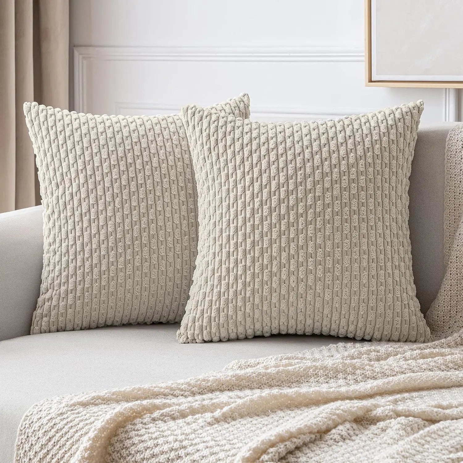 Coussin Décoratif en Velours Côtelé 45 × 45 cm pour Canapé Chambre Salon Intérieur Élégant Confort Doux | Koossa