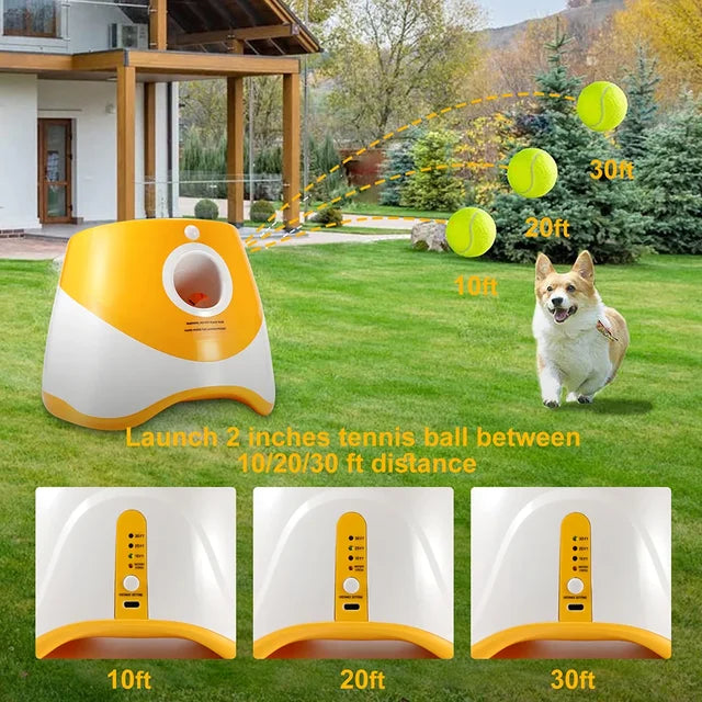 Automatic Dog Ball Launcher Rechargeable Adjustable Distance 3m 6m 9m Interactive Fetch Toy Tennis Ball Thrower Small Medium Large Dogs | Koossa