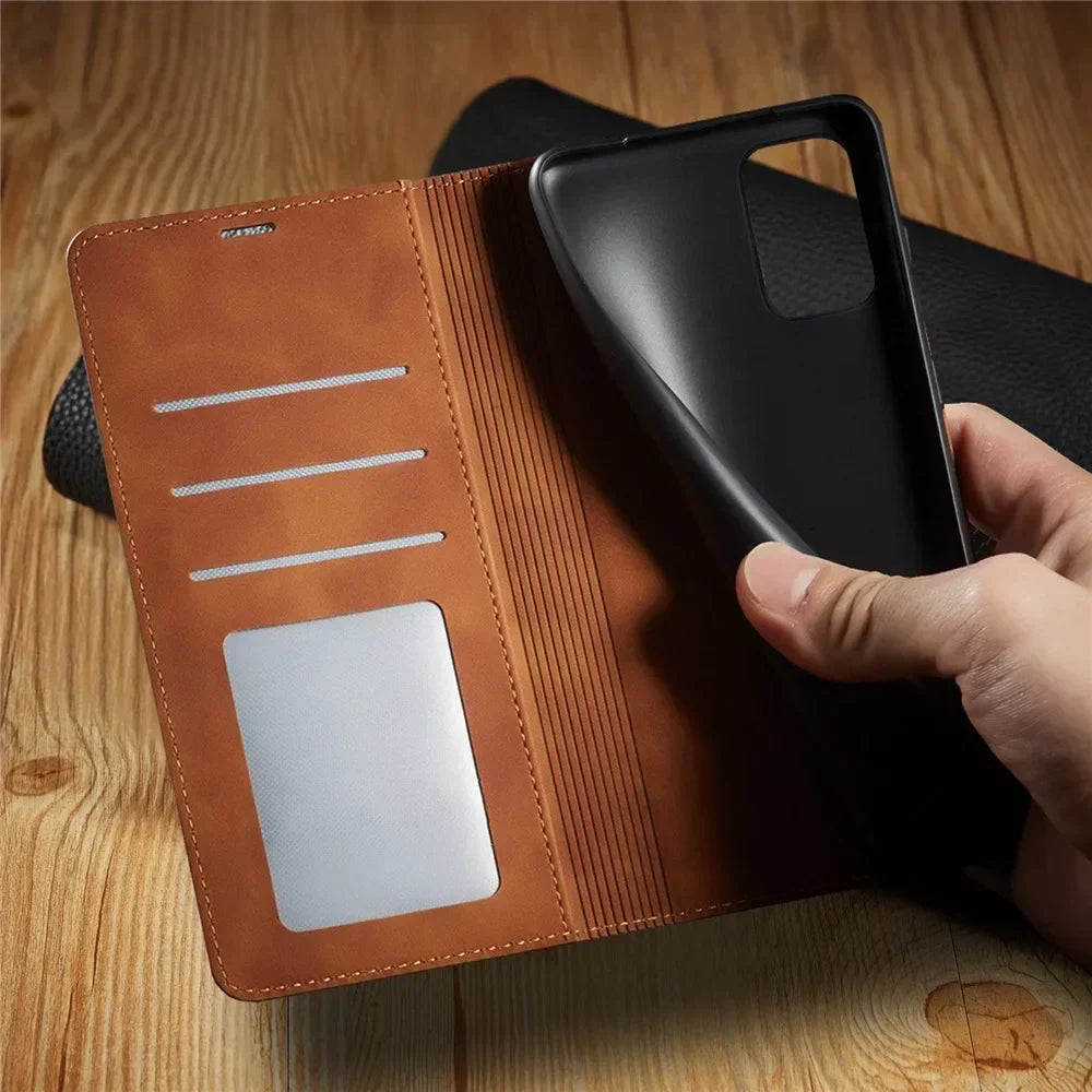 Étui portefeuille en cuir magnétique Samsung avec rabat porte-cartes protection élégante et fonctionnelle | Koossa