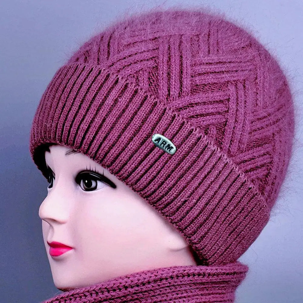 Fleece-Lined Knit Winter Hat for Women with Fold-Up Cuff & Ear Warmers for Cold Weather Outdoors Daily Wear | Lonoma