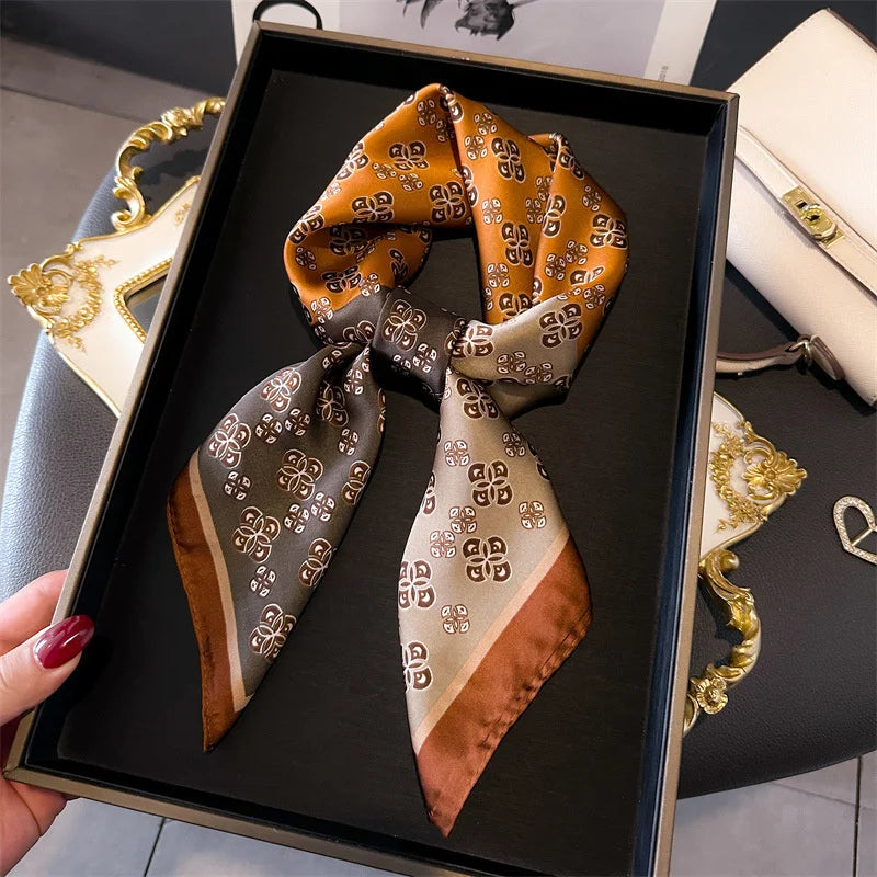 Printed Square Scarf 27.5 × 27.5 in Polyester Silk-Feel Headband Neck Wrap Hair Accessory for Women Spring Summer Fall Winter Versatile | Lonoma