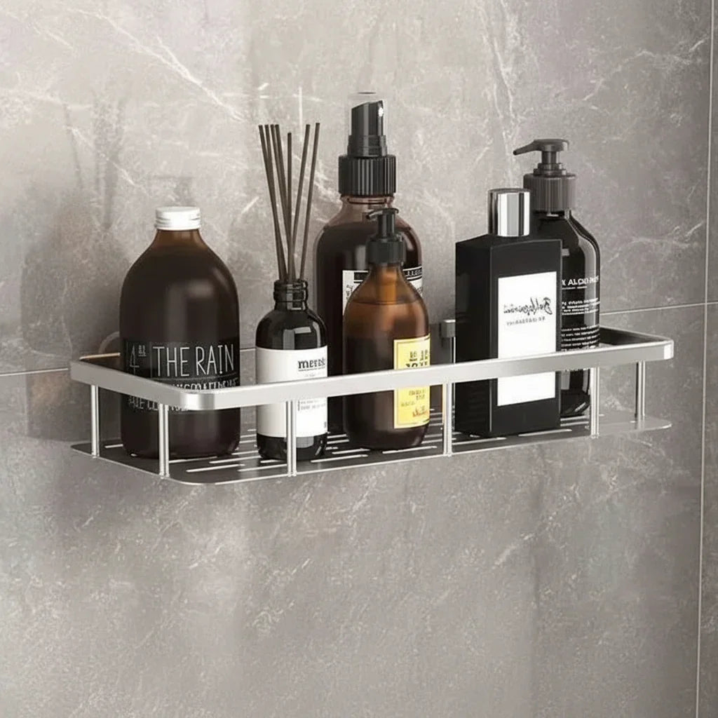 Adhesive Bathroom Shelf Corner Triangle Rectangle Organizer No Drill ABS Stainless Steel for Shower Wall | Lonoma