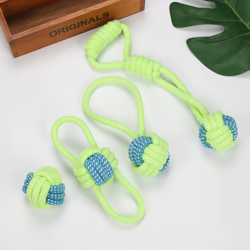Cotton Rope Dog Toys for Chewing and Tug Play – Interactive Ball and Rope Set for Dental Health – Small to Large Dogs | Lonoma