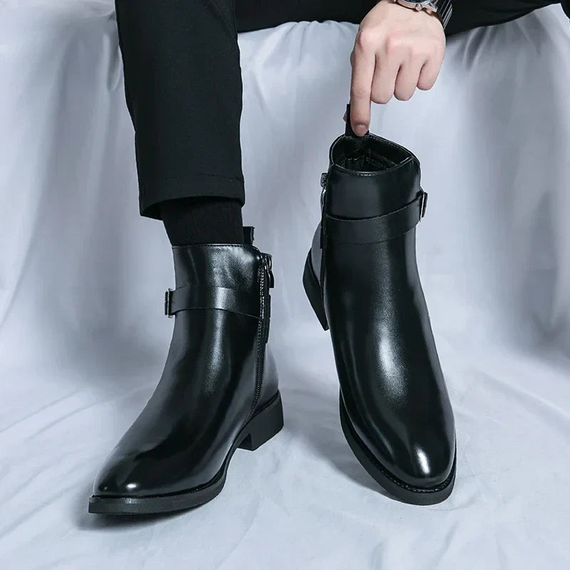 Men's Chelsea Boots in Supple Leather with Elasticated Side Gussets | Classic Ankle Boots for Smart Casual and Formal Occasions | Koossa