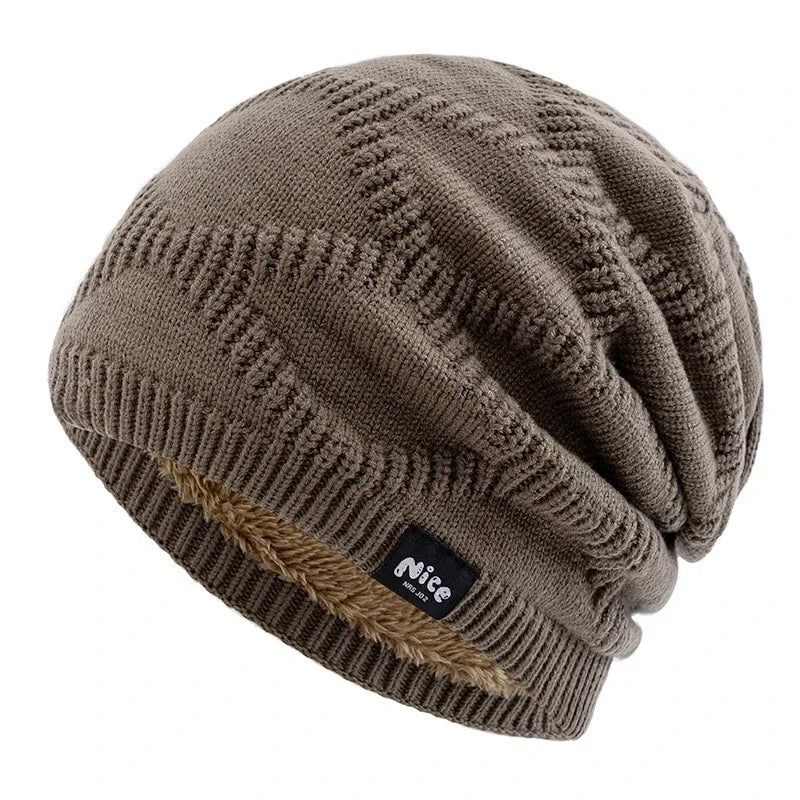 Textured Slouch Beanie Hat for Men and Women with Fleece Lining Cold Weather Winter Knit Cap Casual Daily Headwear | Lonoma