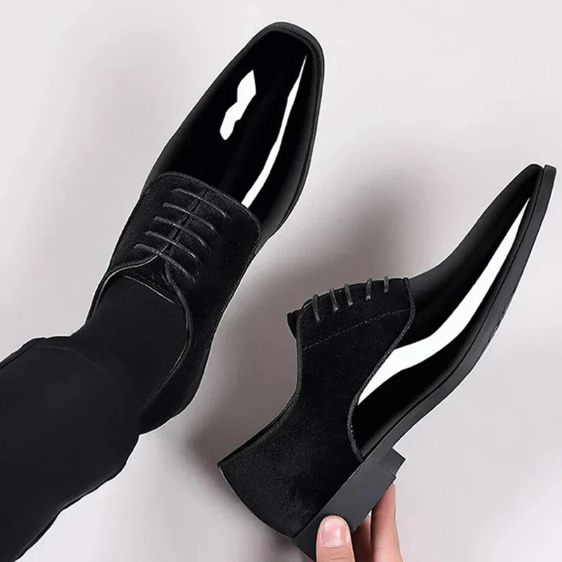 Men's Contrast-Finish Oxford Shoes with Lace-Up Detail in Black and Royal Blue for Formal Occasions and Evening Wear | Koossa