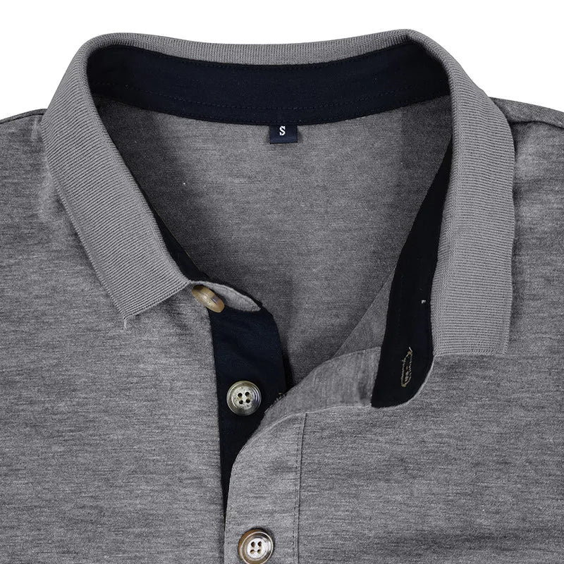 Men's Long-Sleeved Polo Shirt — Classic Collar Button-Down for Smart Casual & Everyday Elegance | Koossa
