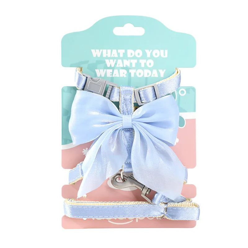 Cat Harness Bow Adjustable Decorative Lead Set Kitten Puppy Rabbit Small Pet Walking Leash | Koossa