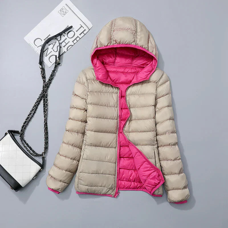 Women's Hooded Puffer Jacket — Lightweight Quilted Coat for Autumn & Winter Layering | Koossa