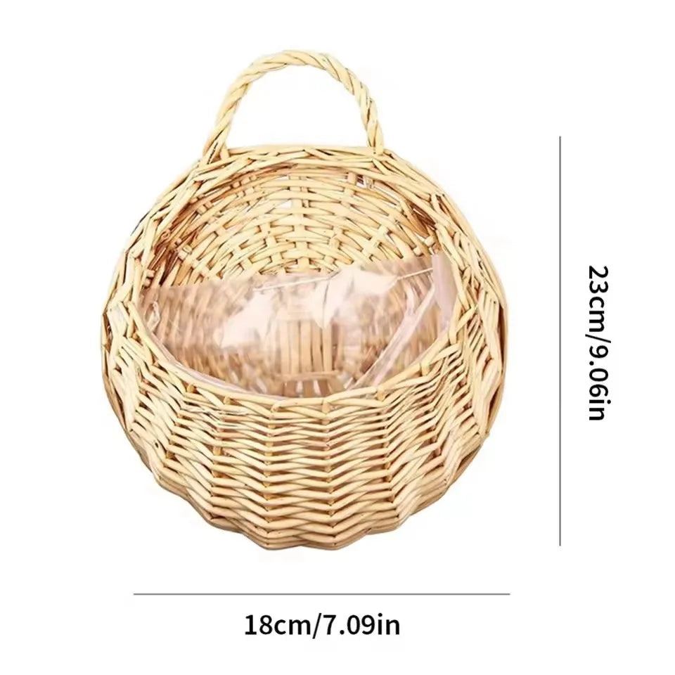 Panier suspendu en rotin naturel tressé à la main pour plantes vertes mur intérieur extérieur décoration | Koossa