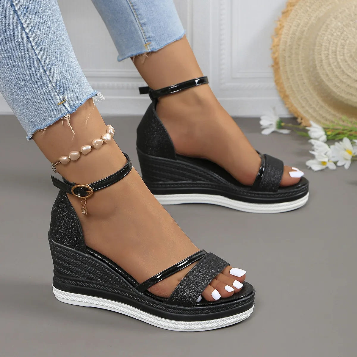 Women's Orthotic Strap Sandals in Metallic & Neutral Tones – Contoured Footbed, Adjustable Buckle, All-Day Comfort for Summer | Koossa