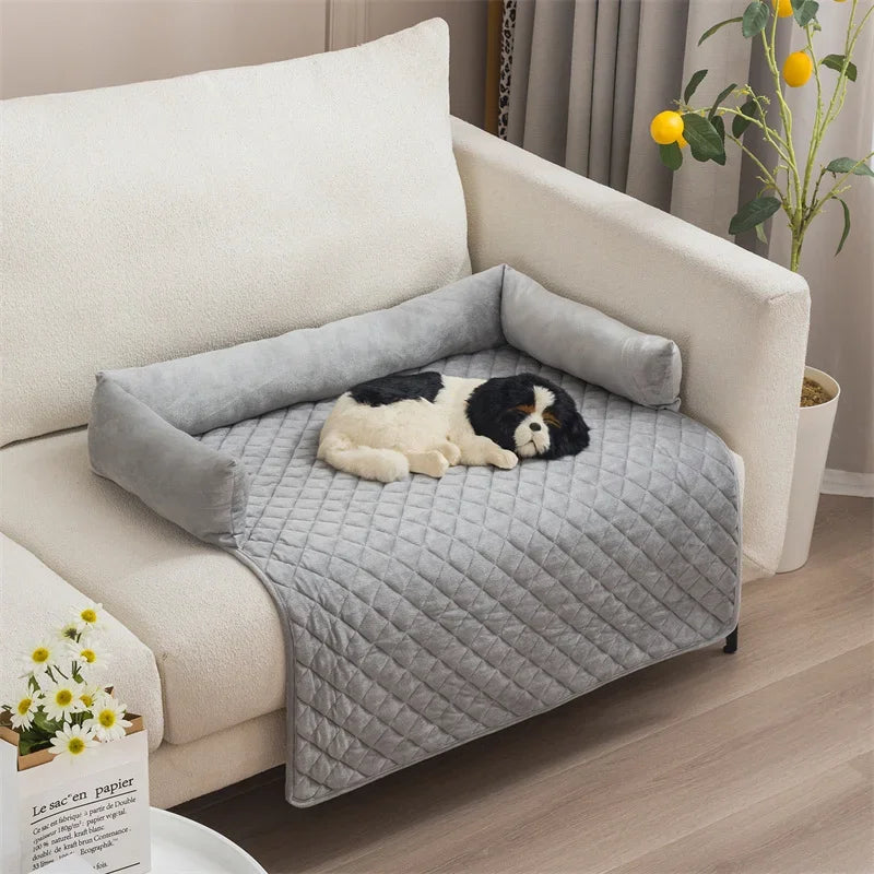 Dog Sofa Blanket Quilted Velvet Raised Edge Small Medium Large Washable Furniture Protector Pet Bed Cover | Koossa