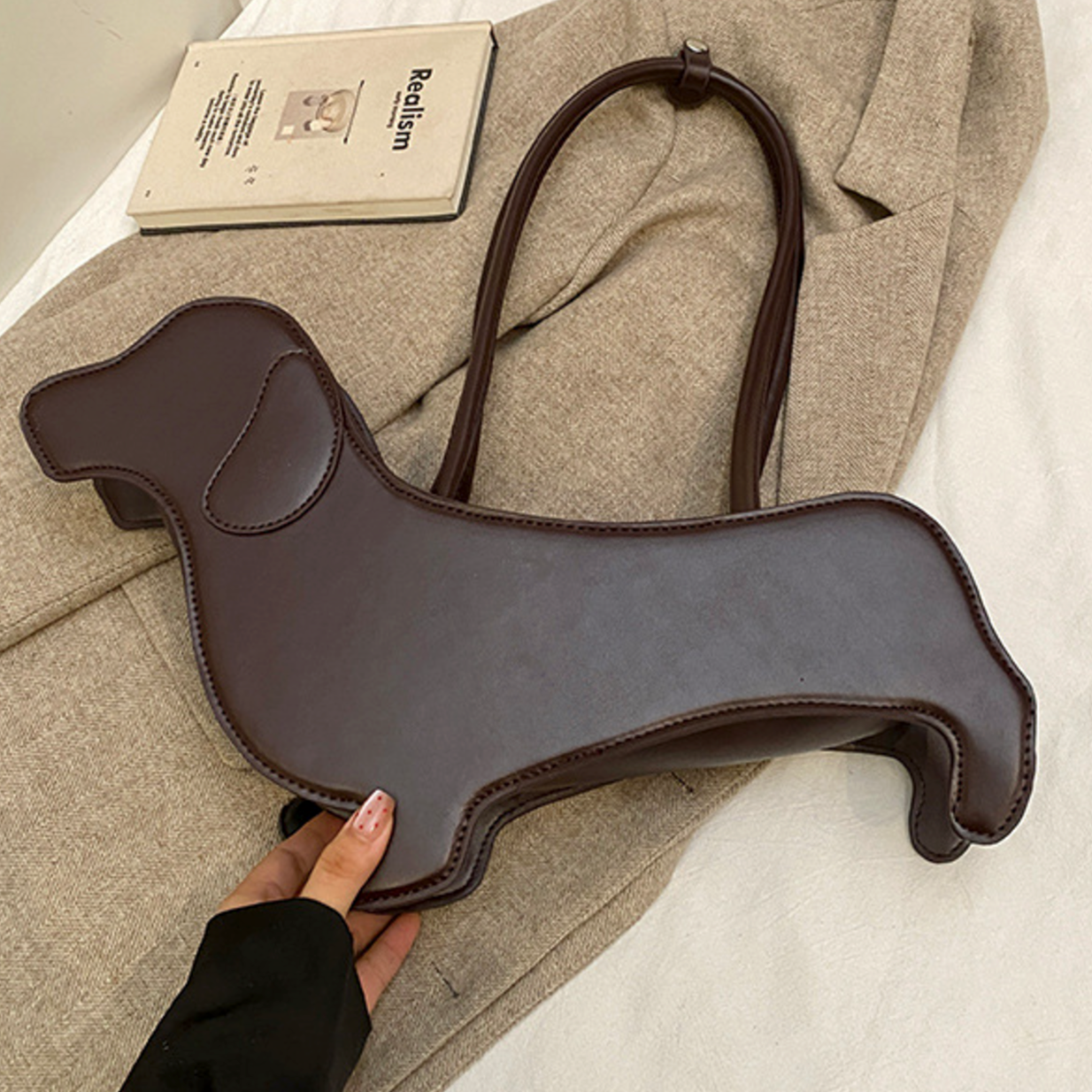 Dachshund Shaped Handbag Novelty Shoulder Bag Women Structured Tote Sausage Dog Purse Adjustable Strap Dachshund Lover Gift Bag | Koossa
