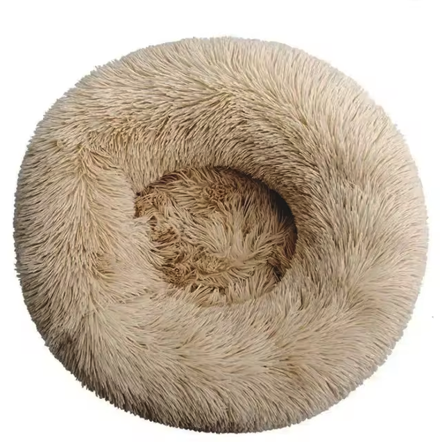 Fluffy Donut Dog Bed Plush Washable Anti-Slip Small Medium Large Dogs Cat Calming Round Bed Soft Faux Fur 40cm 50cm 60cm 70cm 80cm 90cm 100cm 110cm | Koossa