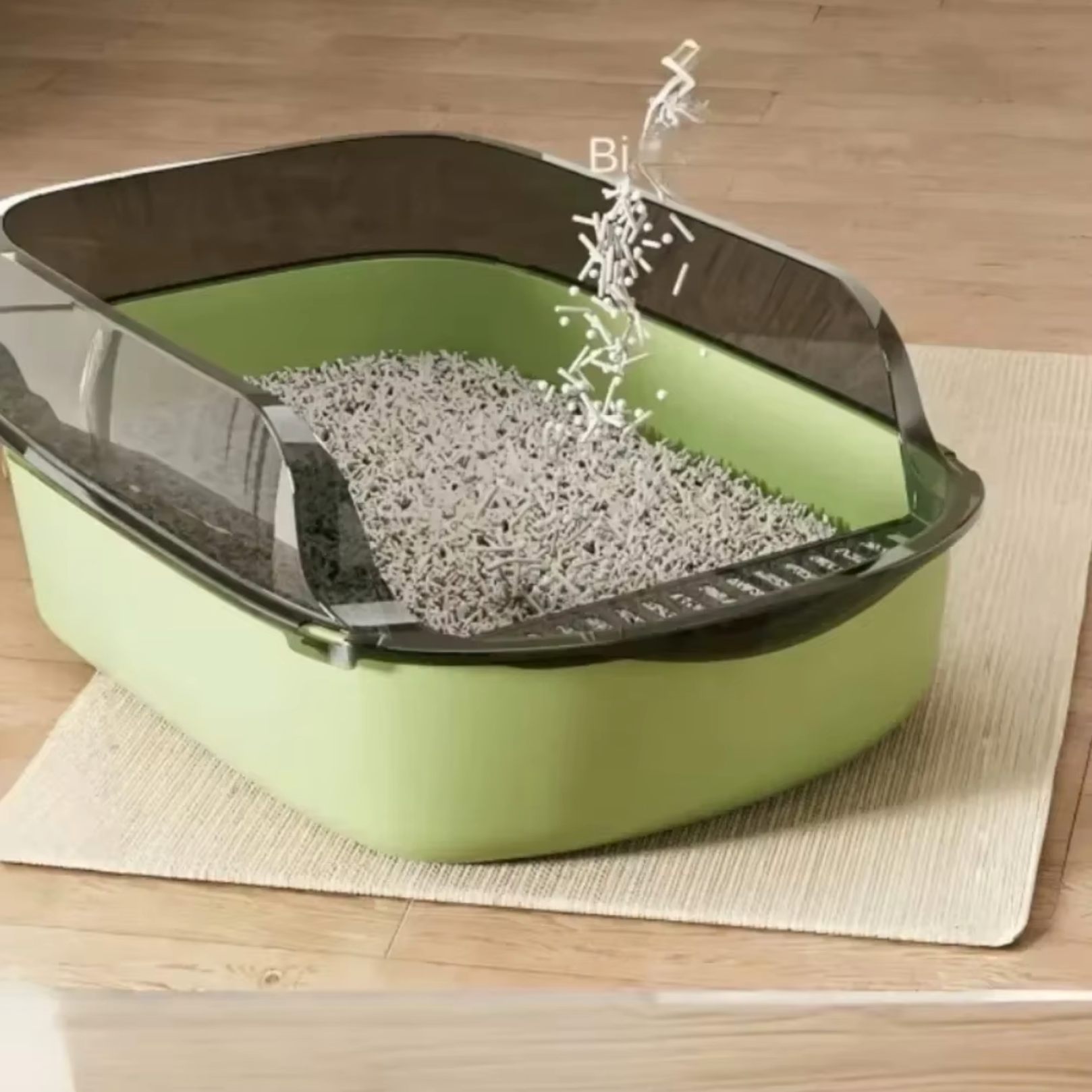 Cat Litter Tray Open Top Plastic 40x28x16cm with Scoop Blue Grey Pink Kitten Toilet Box Easy Clean | Koossa