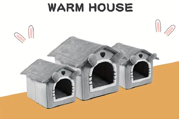 Pet House Indoor Cat Dog Cave Bed Foldable Washable Plush Small Cats Dogs S M L 30cm 35cm 40cm Brown Grey Cosy Enclosed | Koossa