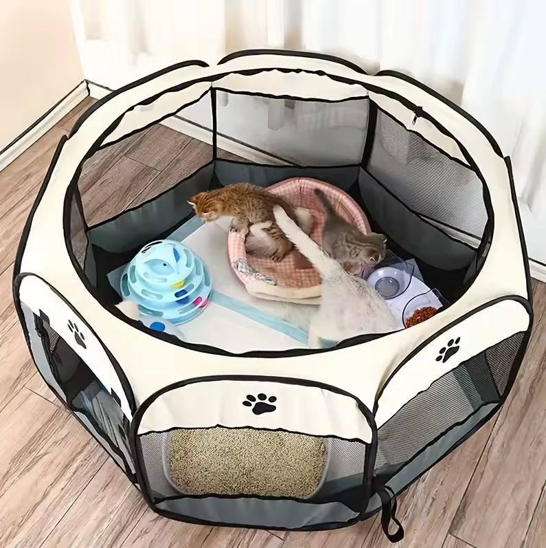 Foldable Pet Playpen Octagonal Oxford Waterproof Indoor Outdoor Dog Cat Puppy Kitten Run Enclosure Pop Up Pen S M L 73cm 91cm 114cm | Koossa