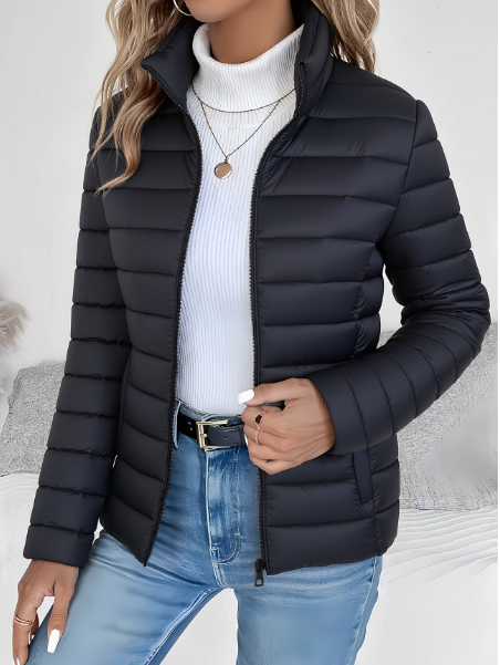 Women's Quilted Jacket Lightweight Wind-Resistant High Collar Spring Outerwear | Koossa