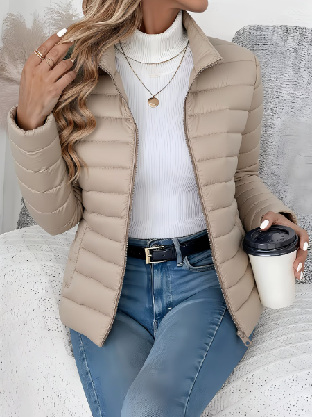 Women's Quilted Jacket Lightweight Wind-Resistant High Collar Spring Outerwear | Koossa