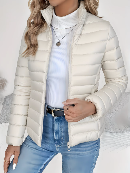 Women's Quilted Jacket Lightweight Wind-Resistant High Collar Spring Outerwear | Koossa