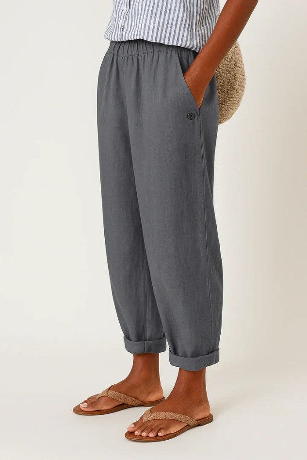 Women's Lightweight Cotton Trousers with Elastic Waist in Beige, White, Blue, Olive, Grey & Black – Relaxed Straight Leg for Effortless Summer Everyday Style | Koossa