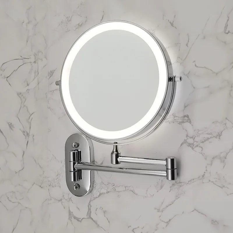 LED Lighted Wall Mount Makeup Mirror 8 Inch Magnifying Vanity Mirror with Touch Control USB-C Rechargeable for Bathroom, Shaving & Skincare | Lonoma