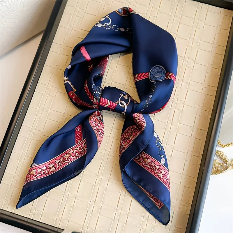 Printed Square Scarf 27.5 × 27.5 in Polyester Silk-Feel Headband Neck Wrap Hair Accessory for Women Spring Summer Fall Winter Versatile | Lonoma