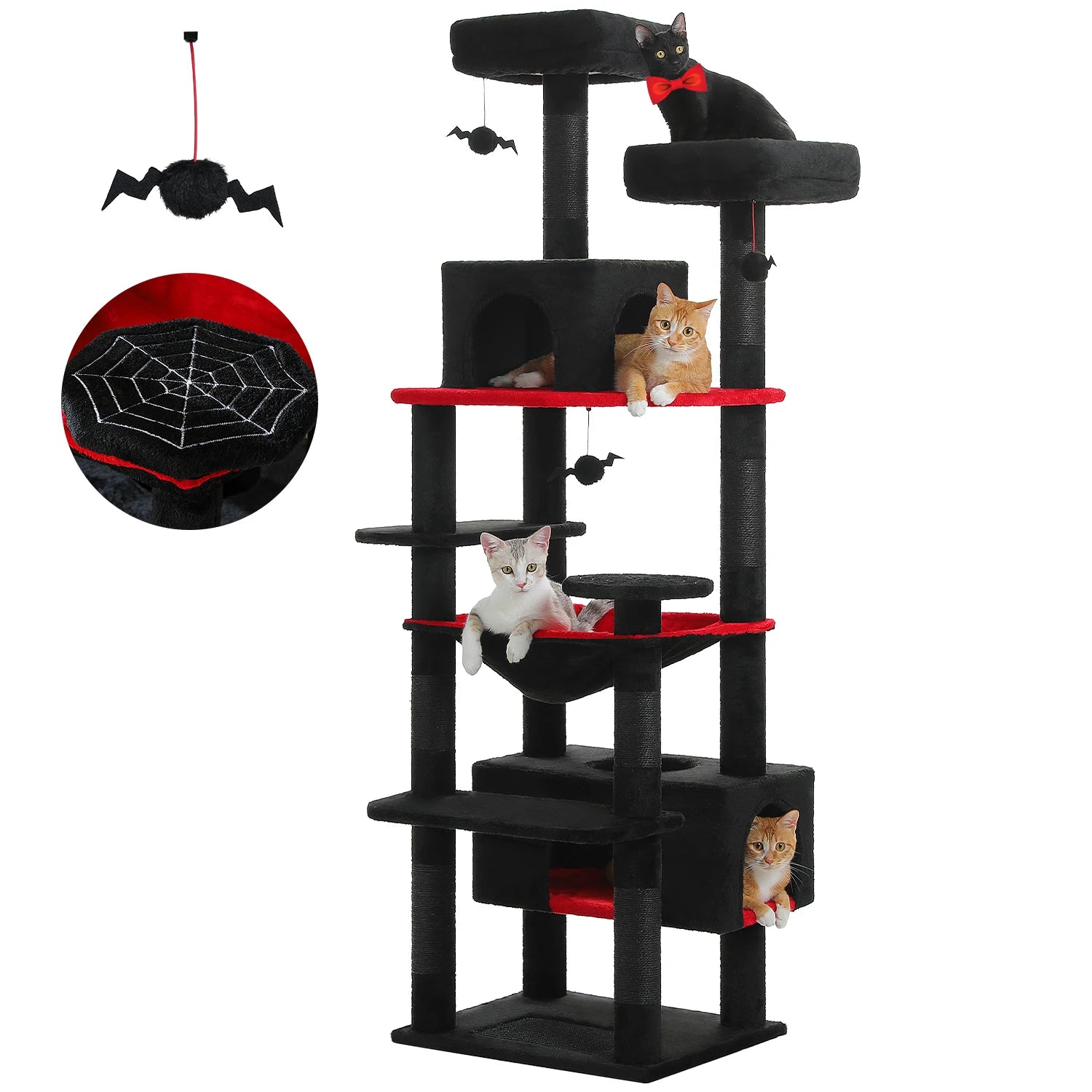 Cat Tree Scratching Post Sisal 136cm Tall Multi-Level Tower Hammock Condo Perch Platform Climbing Activity Centre Indoor | Koossa