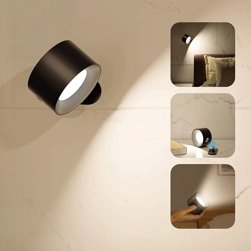 Cordless Wall Sconce, USB Rechargeable Magnetic Night Light with Touch Dimming, Rotating Battery Lamp for Bedside, Hallway & Closet | Lonoma