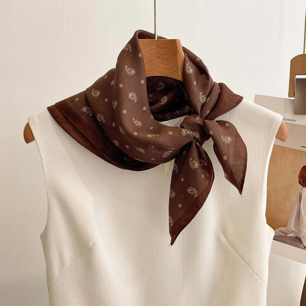 Cotton Square Scarf for Women Lightweight Printed Neckerchief Hair Wrap 27 Inches Bandana Versatile Headscarf Fashion Accessory | Lonoma
