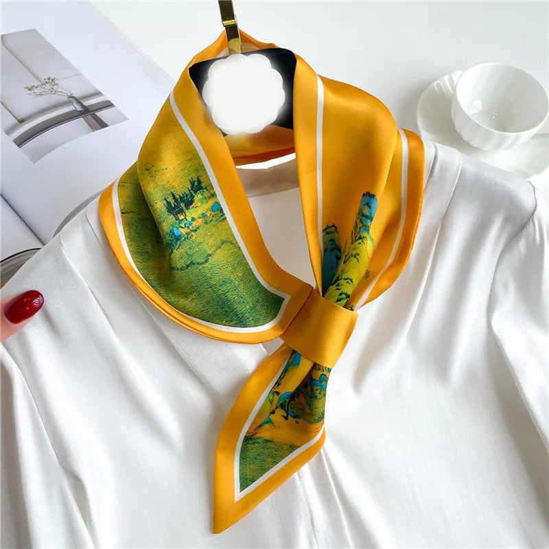 Satin Skinny Neck Scarf with Equestrian Print for Women – Versatile Hair Ribbon, Wrist Wrap, Bandana & Handbag Tie – 30 × 5 in Silky | Lonoma