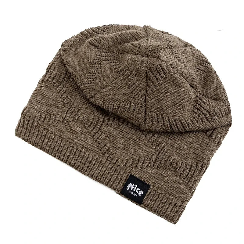 Textured Slouch Beanie Hat for Men and Women with Fleece Lining Cold Weather Winter Knit Cap Casual Daily Headwear | Lonoma